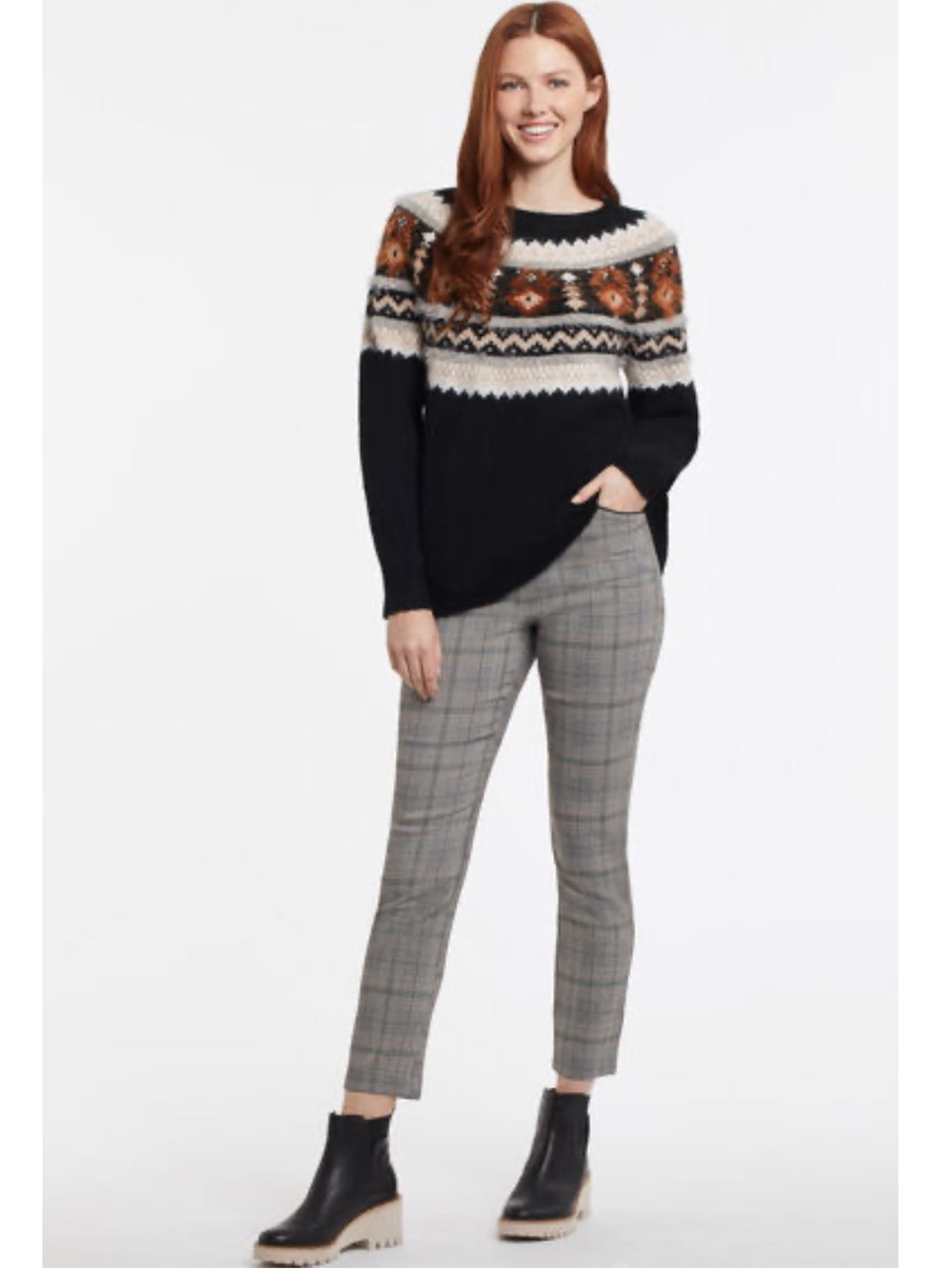 Cozy Intarsia Eyelash Sweater by Tribal size M.